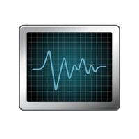 Heart rate monitor icon in color. Human pulse graph vector