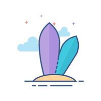 Surf board icon flat color style vector illustration