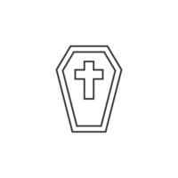 Coffin icon in thin outline style vector