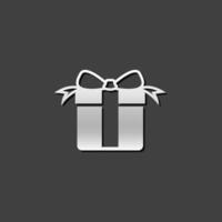 Gift box icon in metallic grey color style. Present birthday Christmas holiday vector