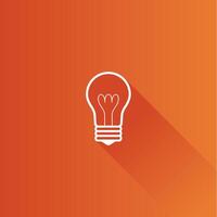 Light bulb flat color icon long shadow vector illustration