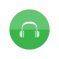 auriculares audio icono en plano color circulo estilo. vector