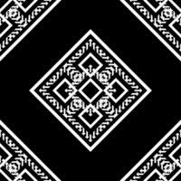 black white asian floral geometric fabric pattern vector