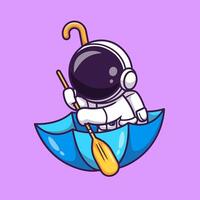 linda astronauta remar en paraguas dibujos animados vector icono ilustración. Ciencias tecnología icono concepto aislado prima vector. plano dibujos animados estilo