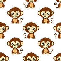 seamless pattern with cartoon cute monkey vector