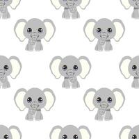 seamless pattern with cartoon cute elephant vector