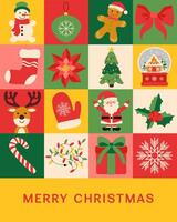 Greeting card of Merry Christmas. Set of christmas elements vector