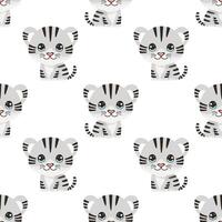 seamless pattern with cartoon cute white tiger vector