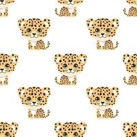 seamless pattern with cartoon cute cheetah vector