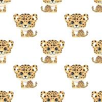 seamless pattern with cartoon cute cheetah vector