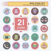 Icon Set Ring. related to Wedding symbol. color mate style. simple design editable. simple illustration vector