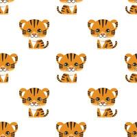 seamless pattern with cartoon cute tiger vector