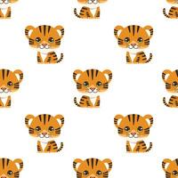 seamless pattern with cartoon cute tiger vector