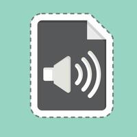 Sticker line cut Audio File. related to Podcast symbol. simple design editable. simple illustration vector