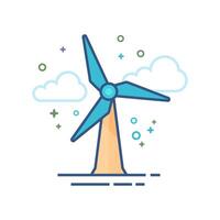 Wind turbine icon flat color style vector illustration