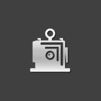 Large format camera icon in metallic grey color style. film photography vector