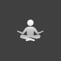 Meditation icon in metallic grey color style.Concentration wellness health vector