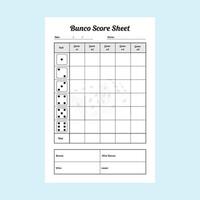 Vector Illustration of Bunco Score Sheet