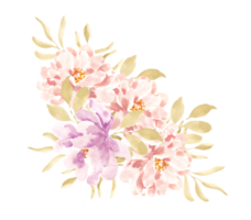 orange och lila reste sig vattenfärg blomma arrangemang för bröllop inbjudan png