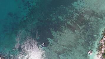 Aerial view of boat at sea video