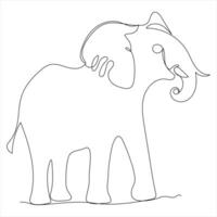 Single line continuous drawing of a elephant and concept world wild life day outline vector illustration