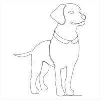 Continuous single line art drawing style of dog and single line dog drawing vector illustration