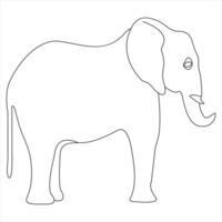 soltero línea continuo dibujo de un elefante y concepto mundo salvaje vida día contorno vector ilustración