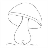 Single line continuous drawing of mushroom and mushroom outline vector art drawing