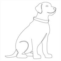 Continuous single line art drawing style of dog and single line dog drawing vector illustration