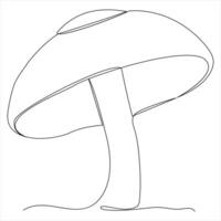 Single line continuous drawing of mushroom and mushroom outline vector art drawing