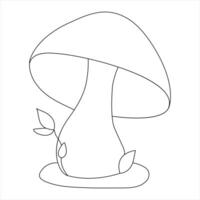 Single line continuous drawing of mushroom and mushroom outline vector art drawing