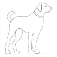 Continuous single line art drawing style of dog and single line dog drawing vector illustration