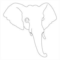 Single line continuous drawing of a elephant head and concept world wild life day outline vector illustration