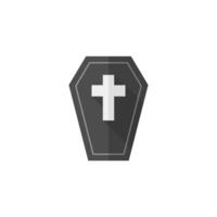 Coffin icon in flat color style. Object dead man Halloween decoration fear spooky vector