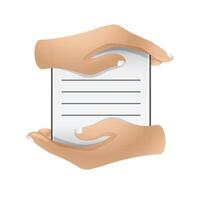 Data protection icon in color. Hands document paper vector