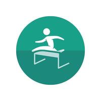 Hurdle run icon in flat color circle style. Sport competition running sprint challenge vector