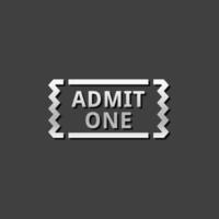 Ticket icon in metallic grey color style.Cinema concert shows vector