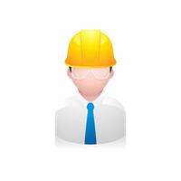 Construction worker avatar icon in colors. vector