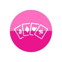 Playing cards icon in flat color circle style. Game gambling leisure set shape spade heart ace vector