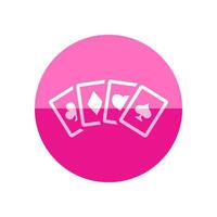 Playing cards icon in flat color circle style. Game gambling leisure set shape spade heart ace vector