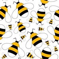 Vector cute cartoon bee seamless pattern background