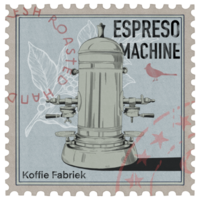 Classic espresso machine vintage illustration postage png