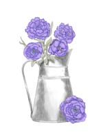 peonia fiore nel brocca botanico illustrazione png
