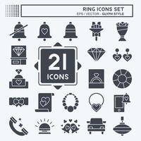 Icon Set Ring. related to Wedding symbol. glyph style. simple design editable. simple illustration vector