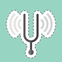 Sticker line cut Tuning Fork. related to Podcast symbol. simple design editable. simple illustration vector