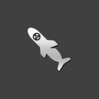 Missile icon in metallic grey color style. Torpedo warfare bomb vector