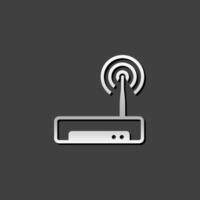 Internet router icon in metallic grey color style. Connection data networking vector