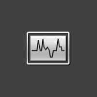 Heart rate monitor icon in metallic grey color style. Medical health care digital vector