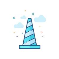 Traffic cone icon flat color style vector illustration