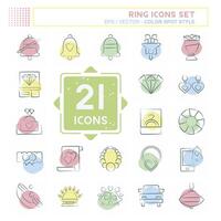 Icon Set Ring. related to Wedding symbol. Color Spot Style. simple design editable. simple illustration vector